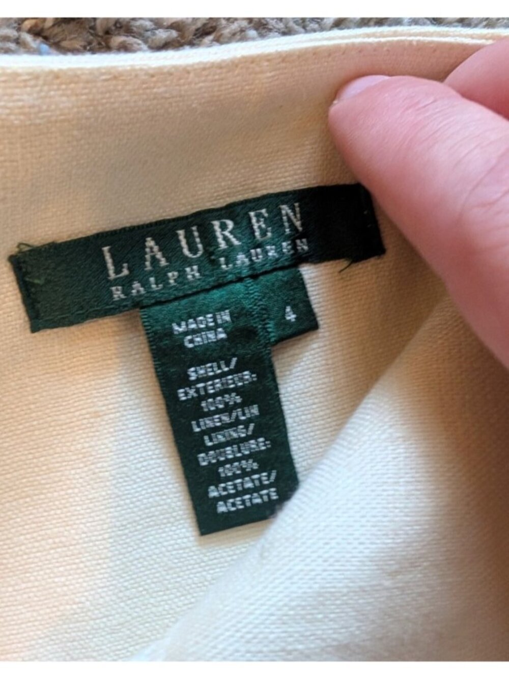 Lauren Ralph Lauren Women’s Sz 4 Ivory 100% Linen A-Line Midi Skirt Side Zip - Picture 2 of 7